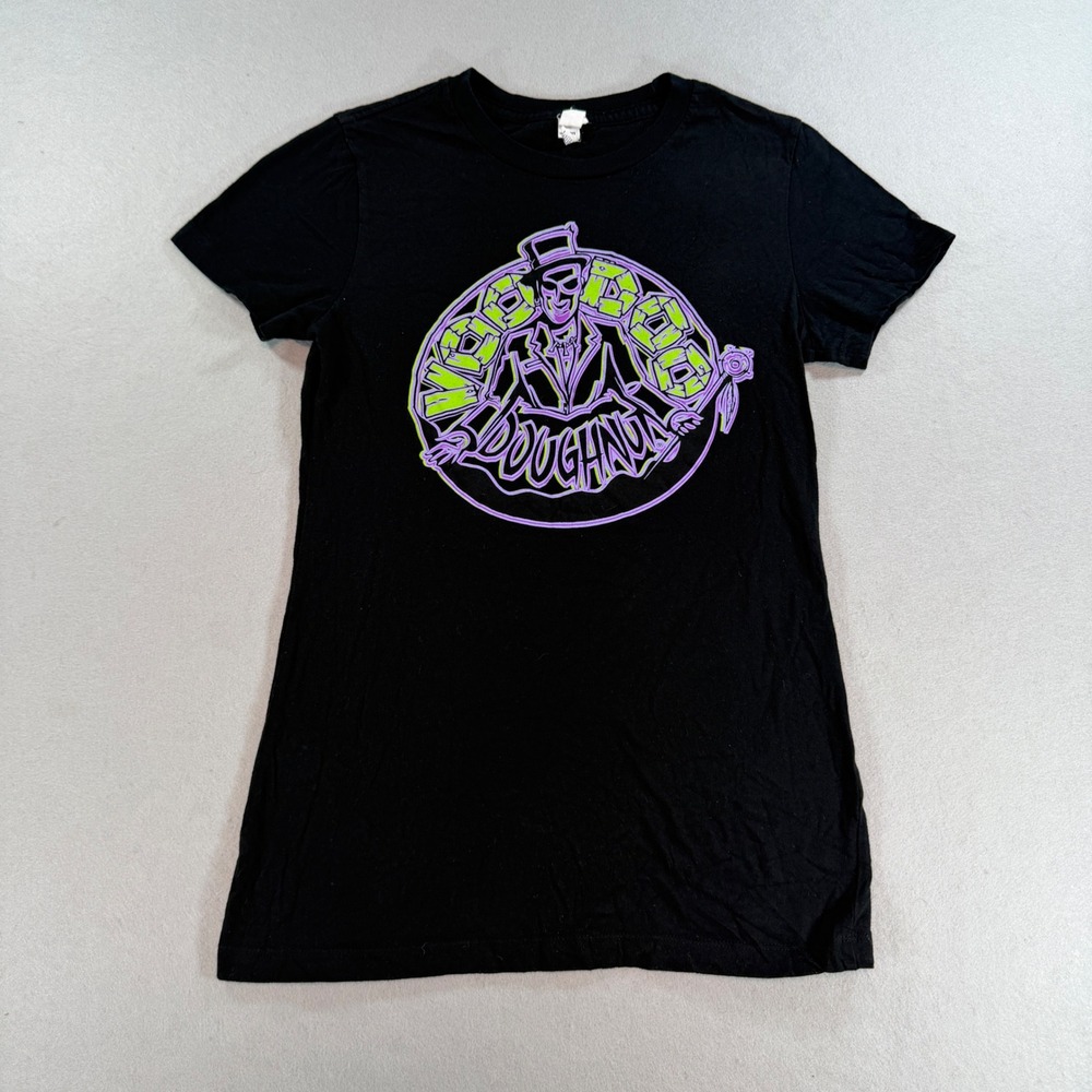 Voodoo Doughnut Neon Baron Graphic T Shirt Black Womens Medium Portland OR